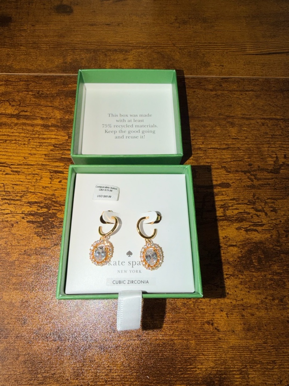 Kate Spade Victoria Gold Clear Huggie Earrings